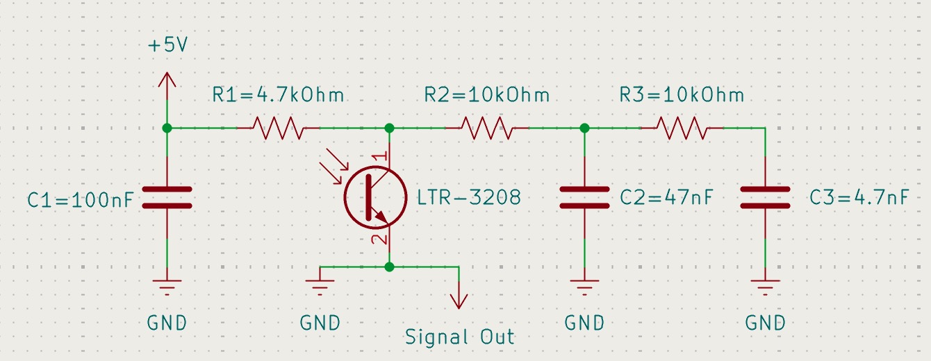 IR phototransistor circuit schematic